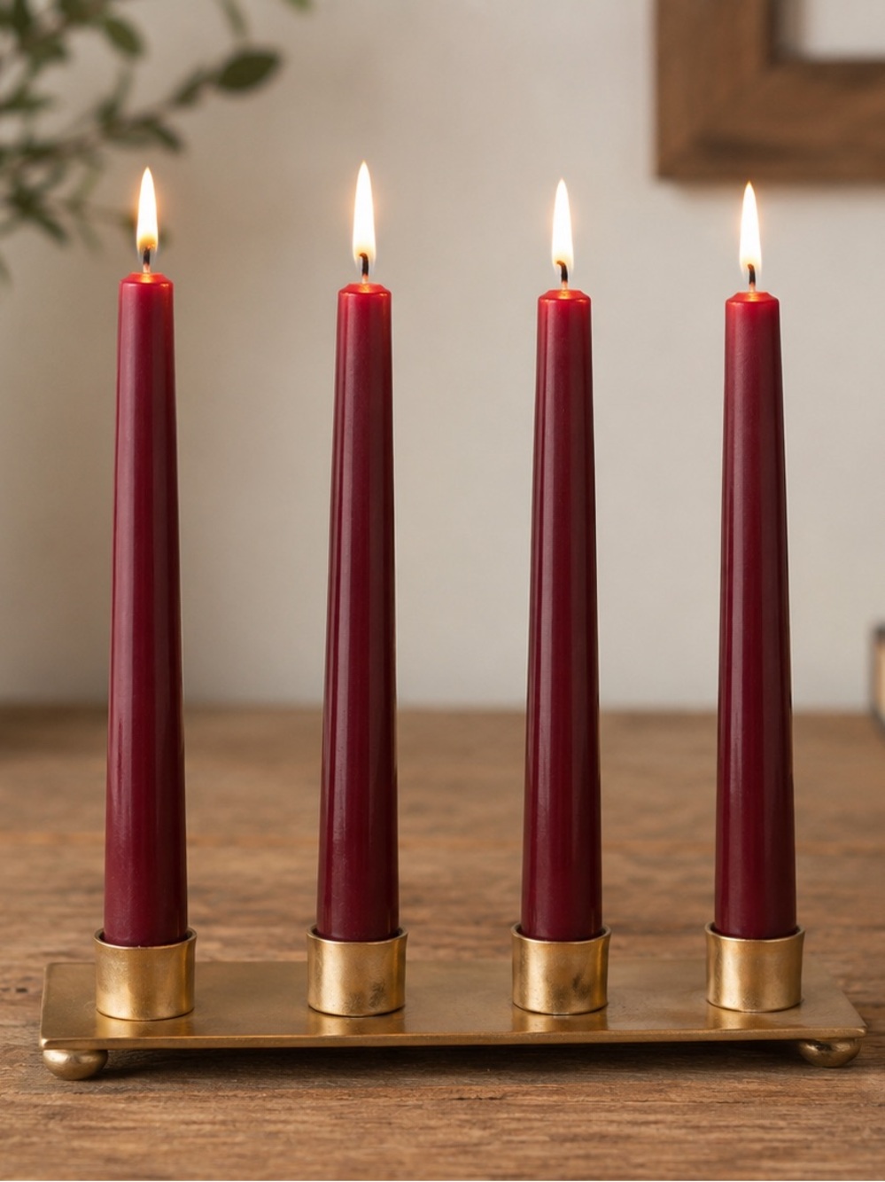VTG 8" Burgundy Dinner Taper Candle Candle-Lite Made in USA Unscented